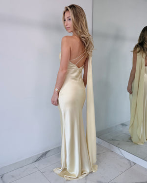 Yellow Choker Gown Dress