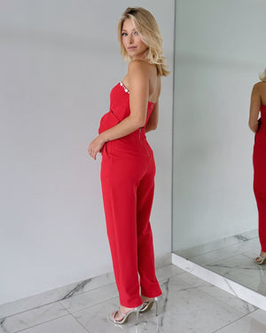 Red Bun Top Two Piece Set