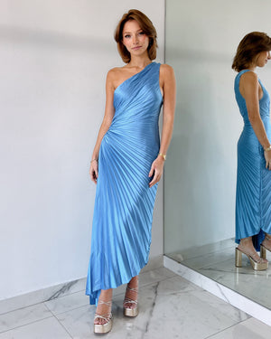 Baby Blue Asymmetrical Midi Dress