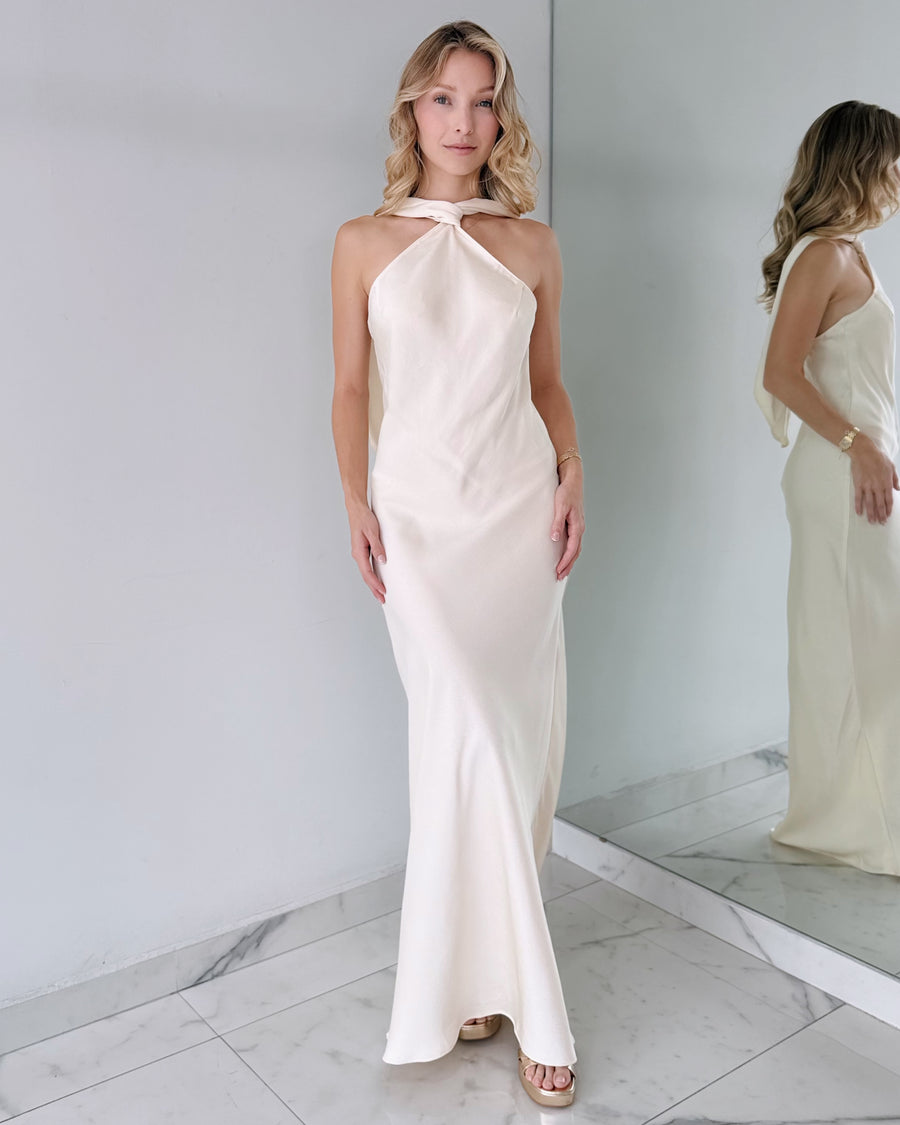 Butter Cream Halter Maxi Dress