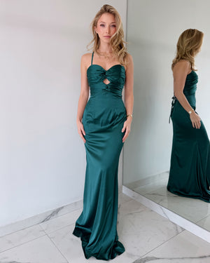 Green Bun Gown Dress