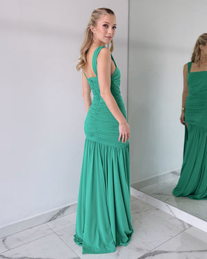 Green Bodycon Open Leg Gown Dress