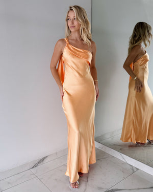 Orange One Shoulder Maxi Dress