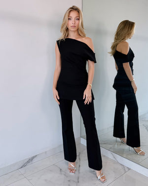 Black Top + Pant Two Piece Set