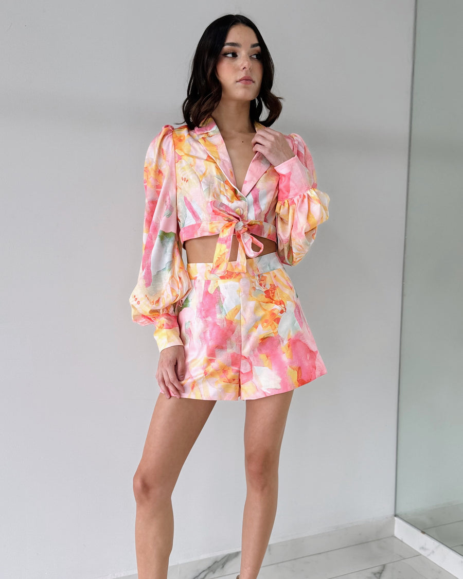 Pink Yellow Tie Dye Two Piece Set