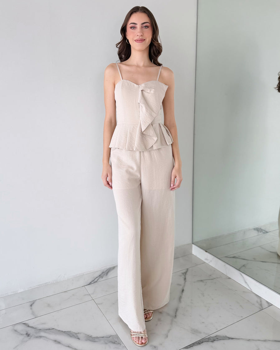 Nude Ruffle Jumpsuit