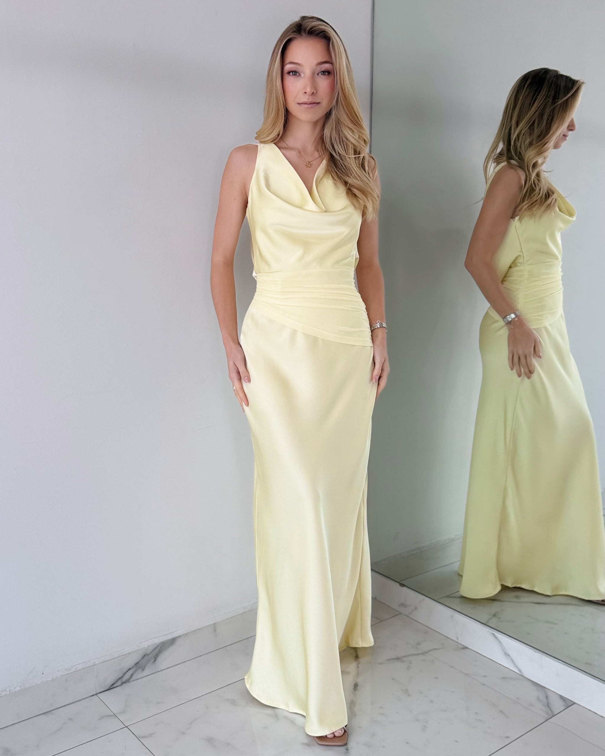 Butter Yellow Open Back Maxi Dress