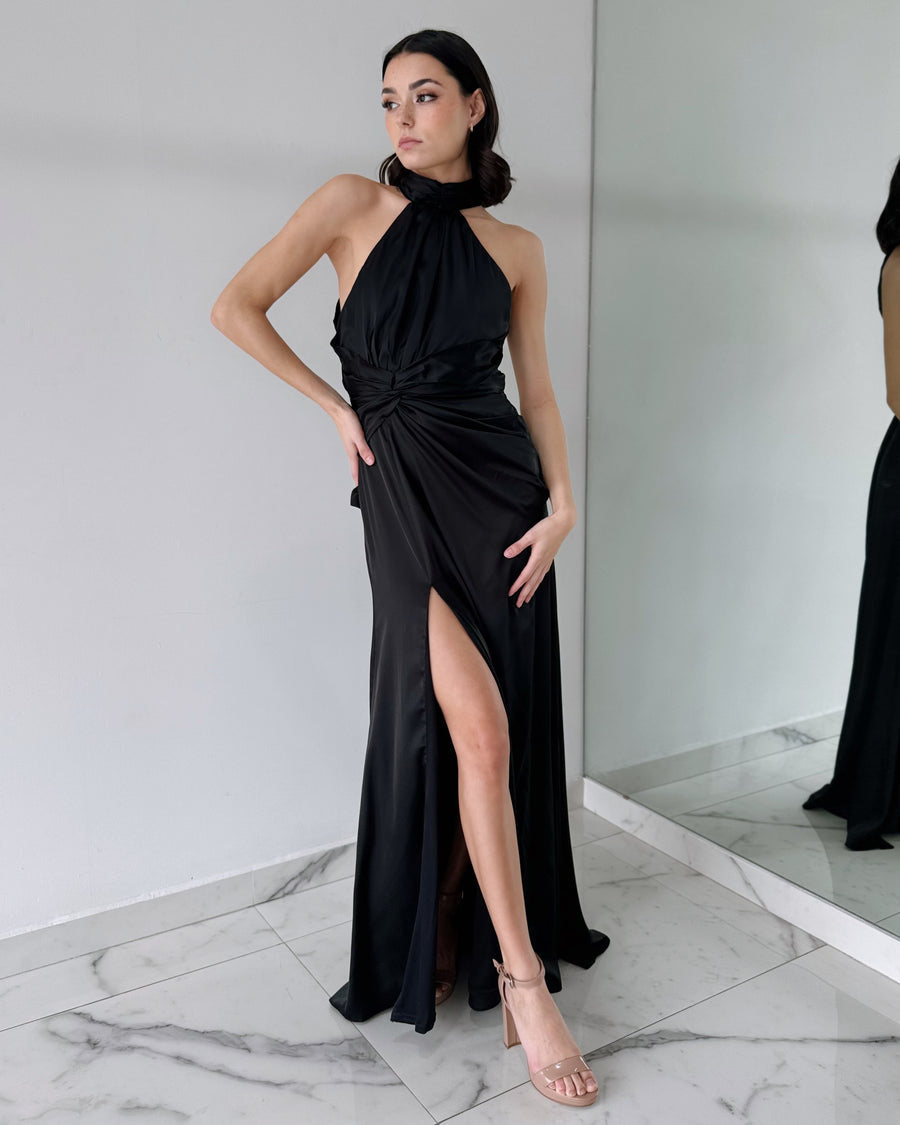 Black Open Back Gown Dress