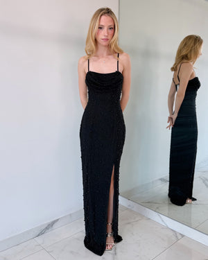 Black Pearl Open Leg Maxi Dress