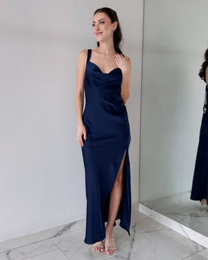 Blue Navy Open Back Maxi Dress