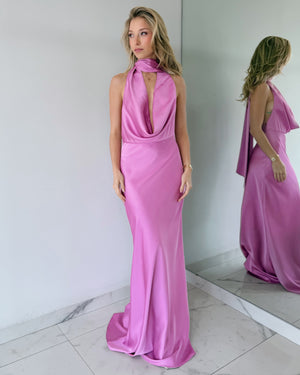 Orchid Open Back Gown Dress