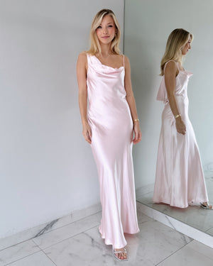 Baby Pink One Shoulder Maxi Dress