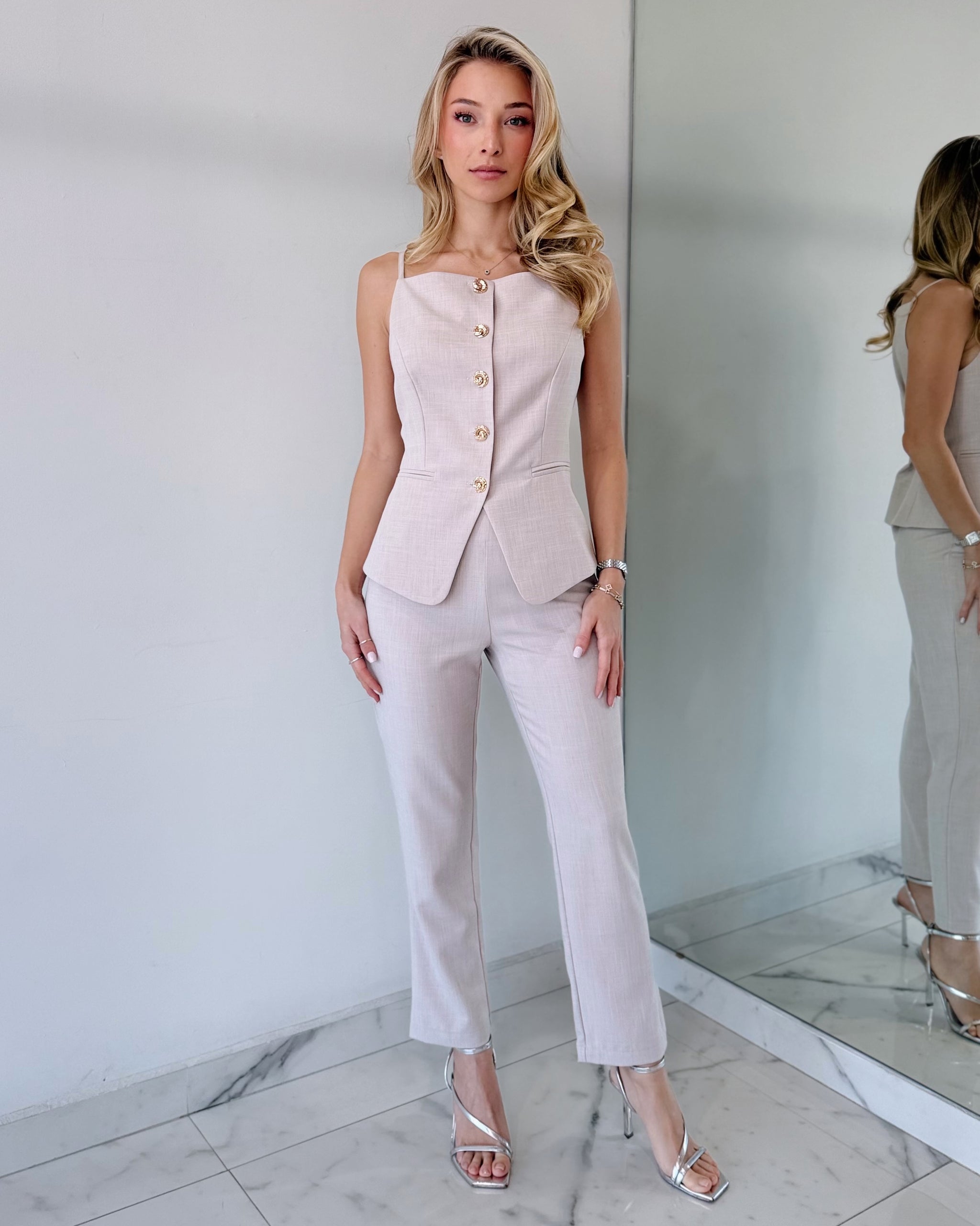 Nude Top + Pant Two Piece Set