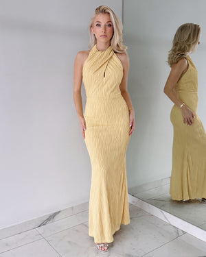 Yellow Halter Neck Maxi Dress