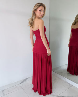 Red Strapless Gown Dress