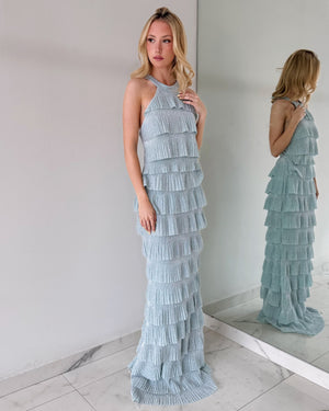 Baby Blue Tassels Gown Dress