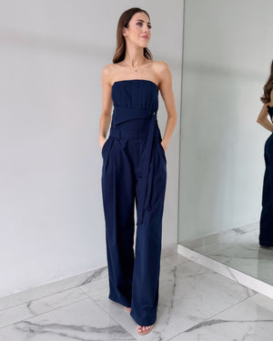 Navy Strapless Jumpsuit