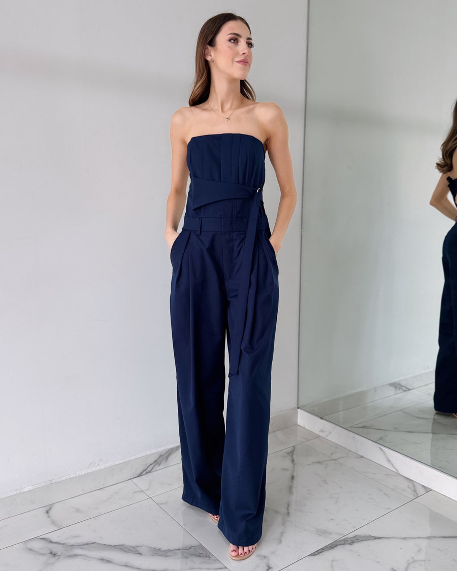Navy Strapless Jumpsuit