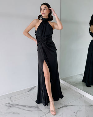 Black Open Back Gown Dress