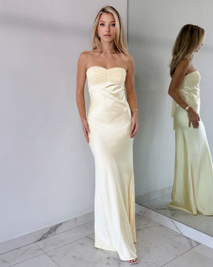 Butter Yellow Strapless Maxi Dress