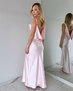Baby Pink One Shoulder Maxi Dress