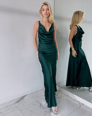 Forest Green Open Back Maxi Dress