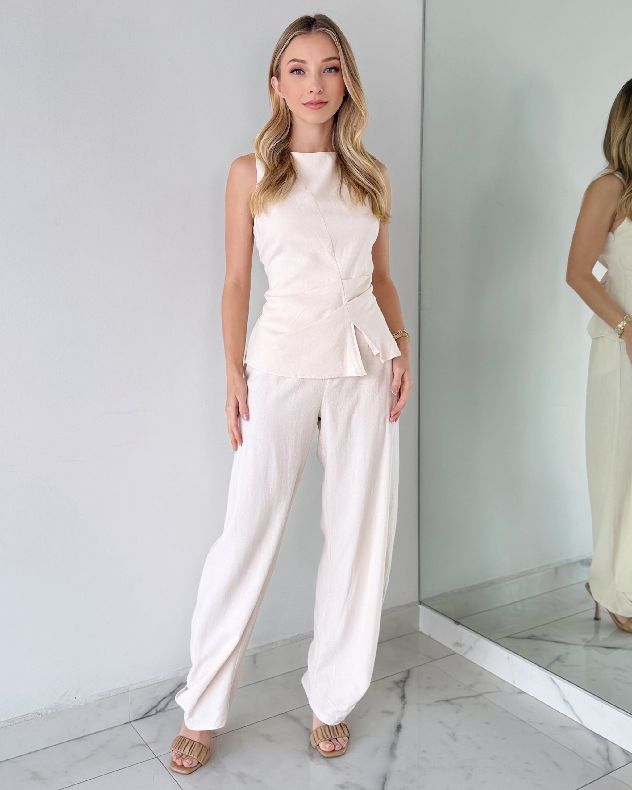 Nude Top + Pant Two Piece Set