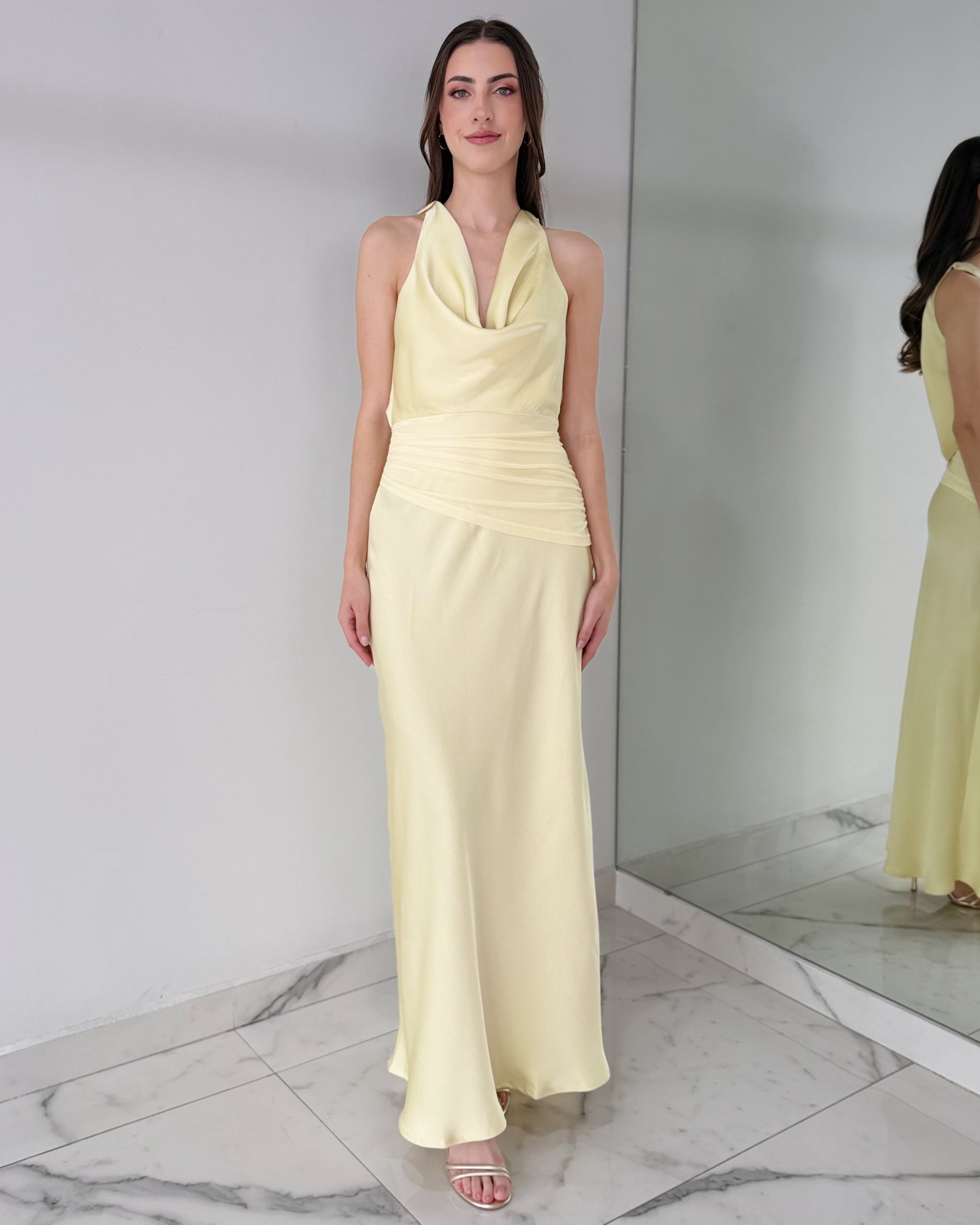 Butter Yellow Open Back Maxi Dress
