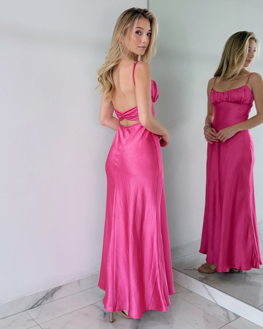 Magenta Twist Back Maxi Dress