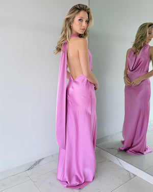 Orchid Open Back Gown Dress