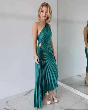 Green Asymmetrical Midi Dress