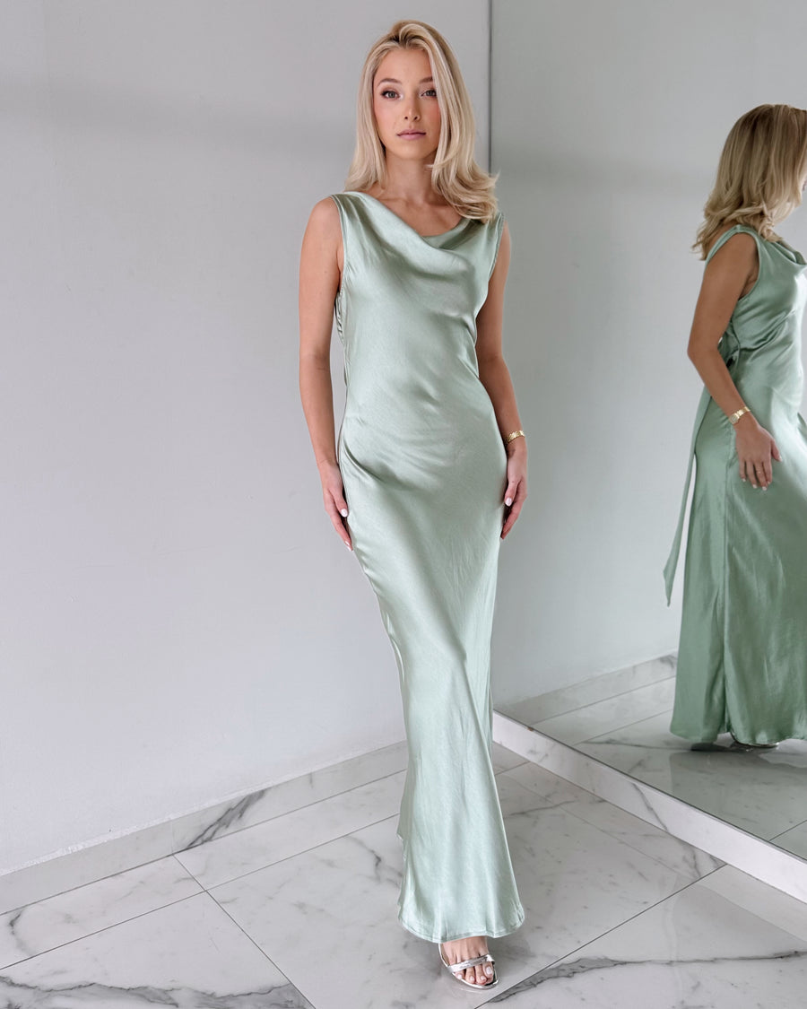 Mint Open Back Maxi Dress