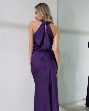Purple Halter Gown Dress
