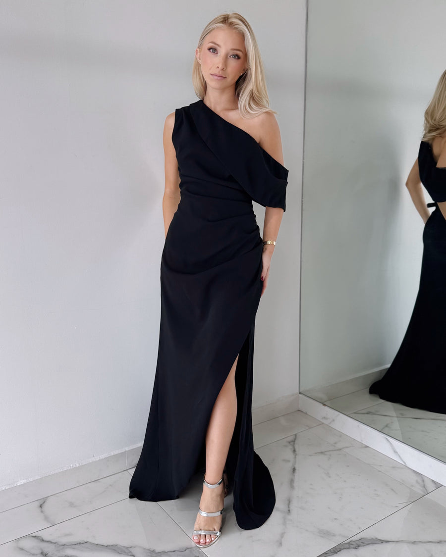 Black One Shoulder Gown Dress