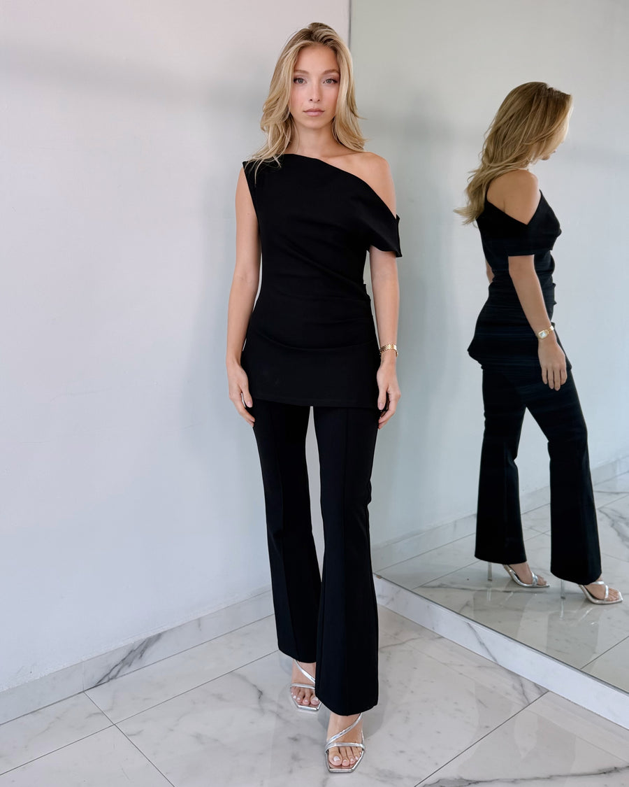 Black Top + Pant Two Piece Set