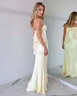 Butter Yellow Strapless Maxi Dress