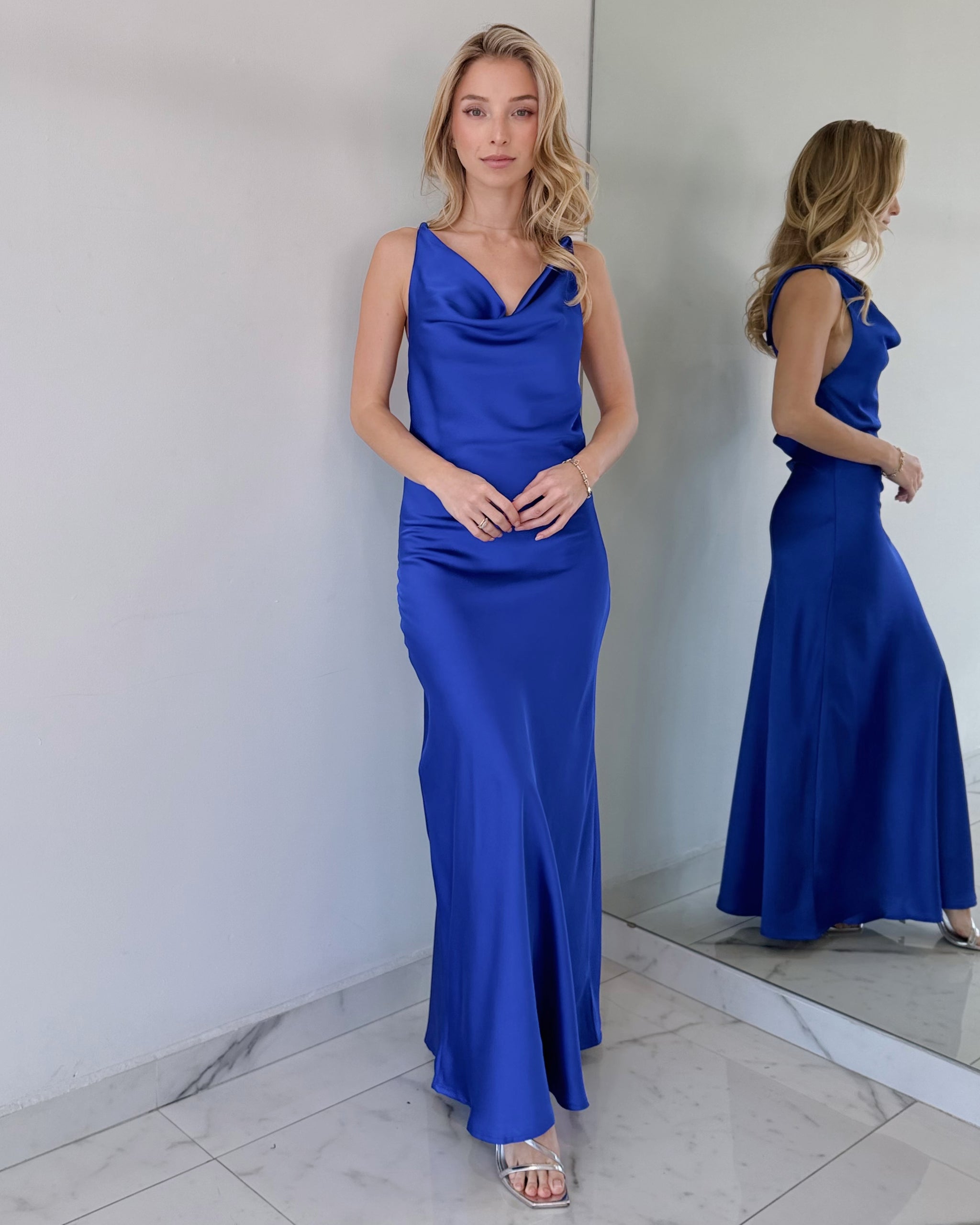 Royal Blue Open Back Maxi Dress