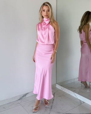 Light Pink Halter Midi Dress