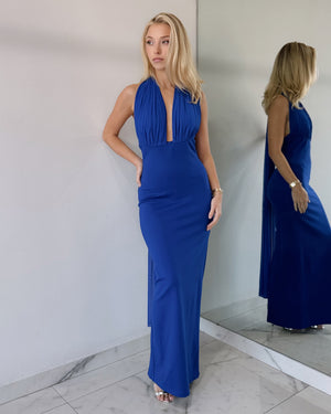 Royal Blue Cross Maxi Dress