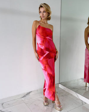 Pink Tie Dye Open Detail Midi Dress