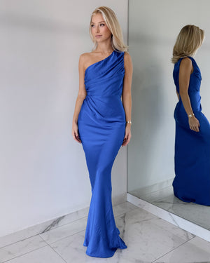 Royal Blue One Shoulder Gown Dress