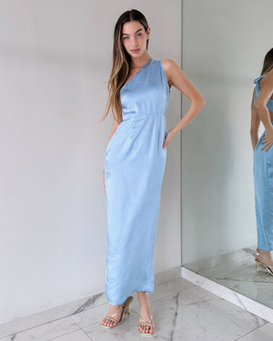 Blue One Shoulder Maxi Dress