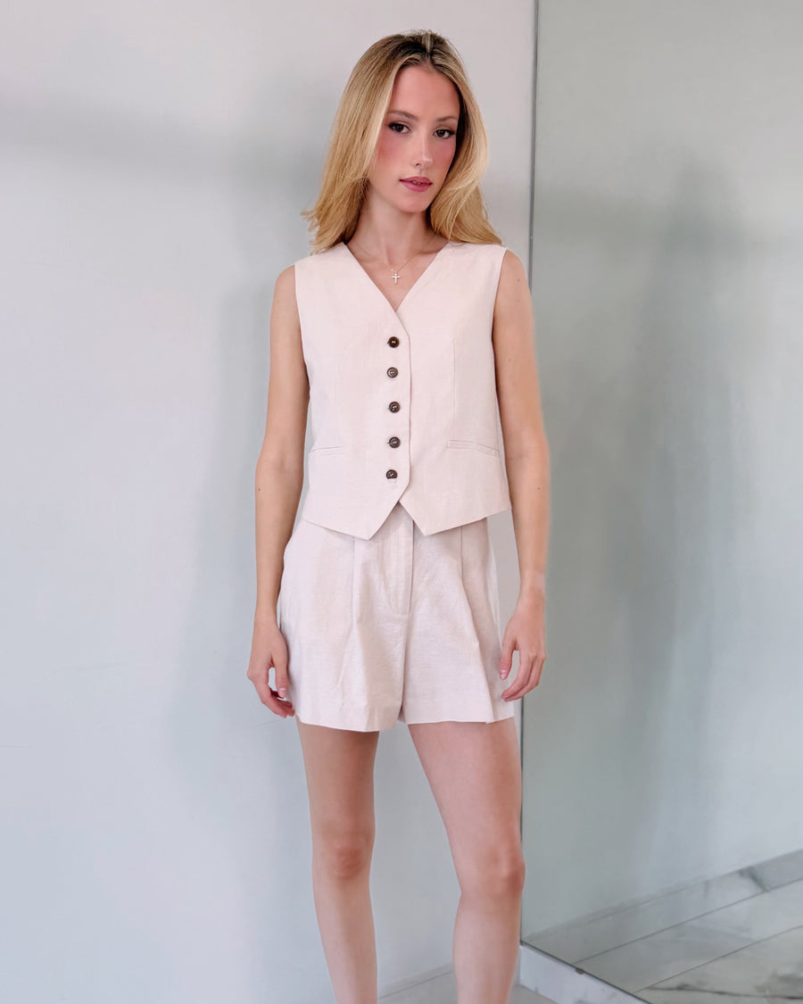 Nude Short + Top Two Piece Set