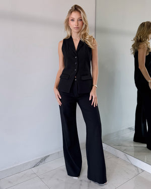 Black Top + Pant Two Piece Set