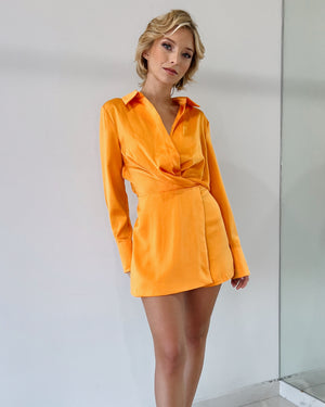 Orange Long Sleeve Romper