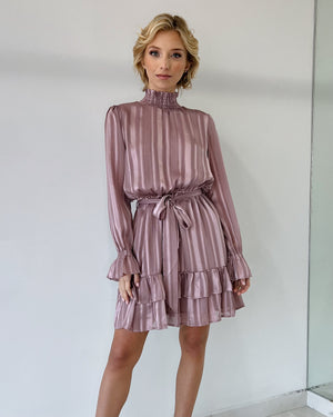 Mauve Stripped Short Dress