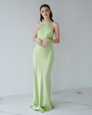 Lemon Open Back Gown Dress