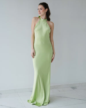 Lemon Open Back Gown Dress