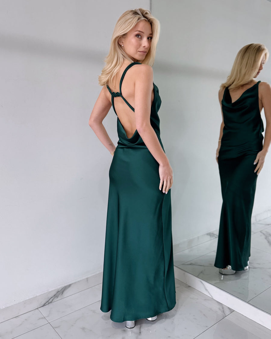 Forest Green Open Back Maxi Dress