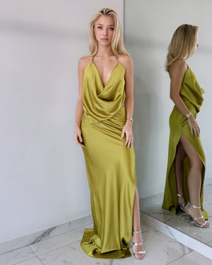 Moss Open Back Gown Dress